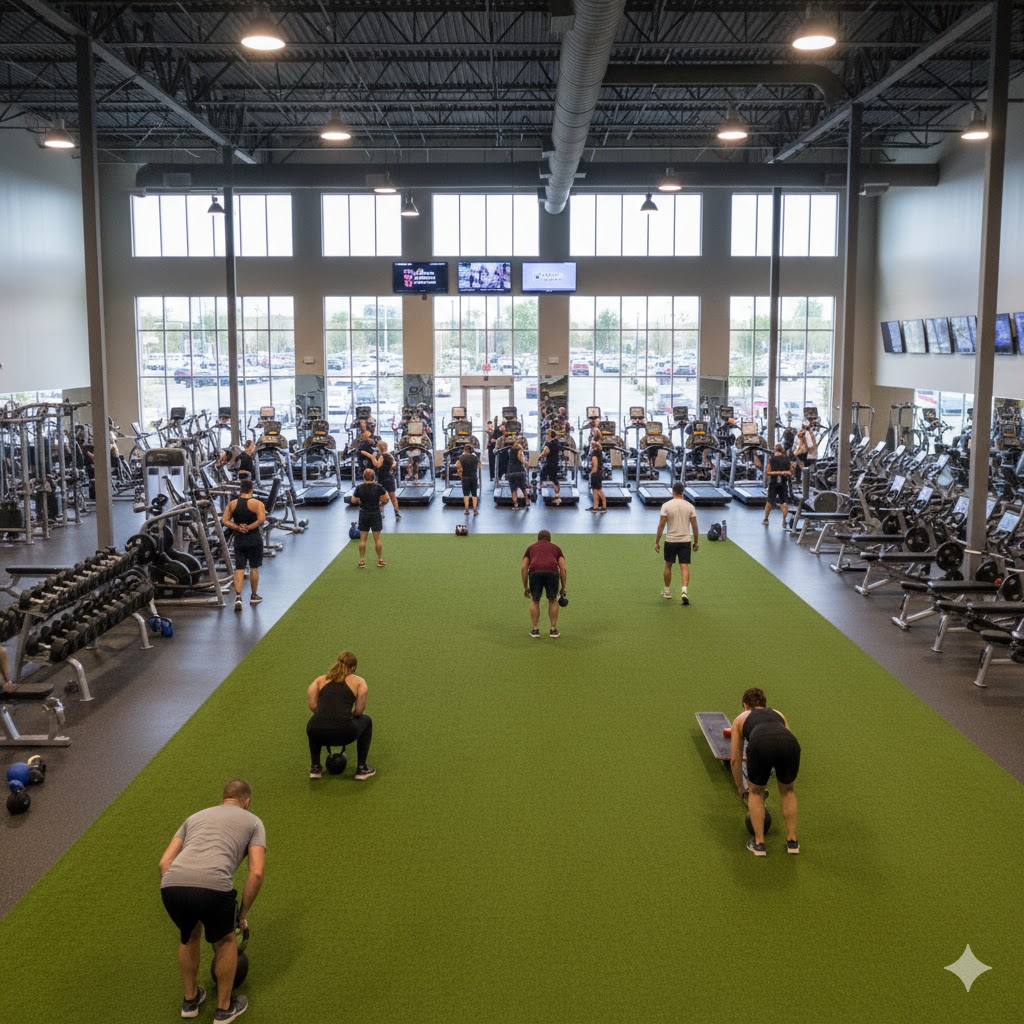 VASA Fitness cardio deck and pool amenities.